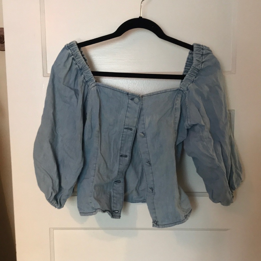 Women's Blue Off-Shoulder Top